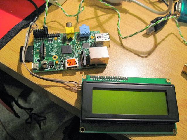 R-Pi with I2C LCD and shutdown switch connected before it was put in the case.