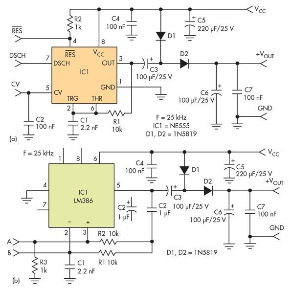 Comparing the NE555 Timer and LM386 Amplifier as Inductorless DC-DC Converters