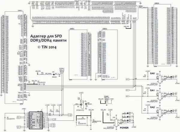 DDR DIMM SPD Adapter for Raspberry Pi schematic