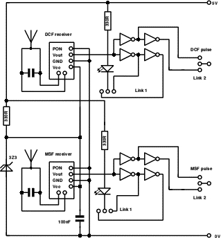 A combined MSF DCF atomic clock receiver Schematic