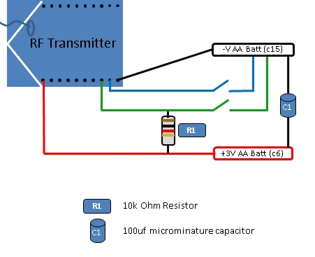 Construct a wireless switch or motion sensor Schematic