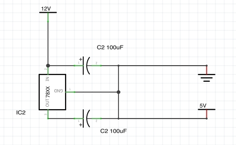 Powering a Raspberry Pi from 12 V DC Schematic