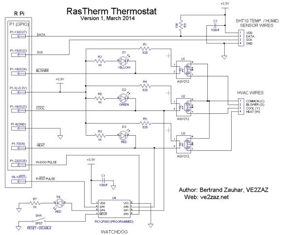 RasTherm - A Smart Thermostat built on the Raspberry Pi Schematic