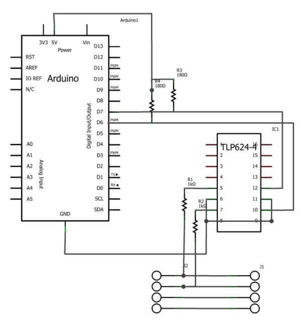 Retransmitting Alarm System State Changes with Raspberry Pi and Arduino Schematic