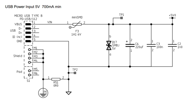How much power can be provided through USB Schematic