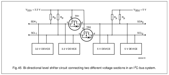 Raspberry Pi and I2C devices of different voltage Schematic