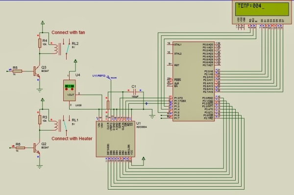 Temperature based device Control system using LM35 Schematic