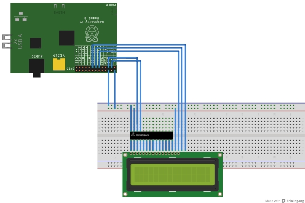 Using 20×4 RGB LCD over i2c with a Raspberry Pi Schematic