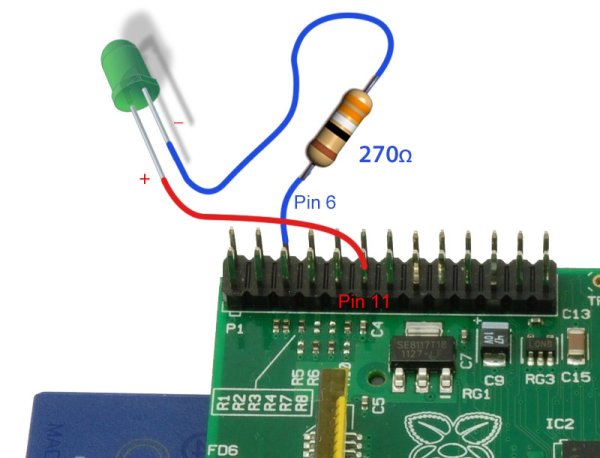 How To Control LED using Raspberry PI GPIO schematic