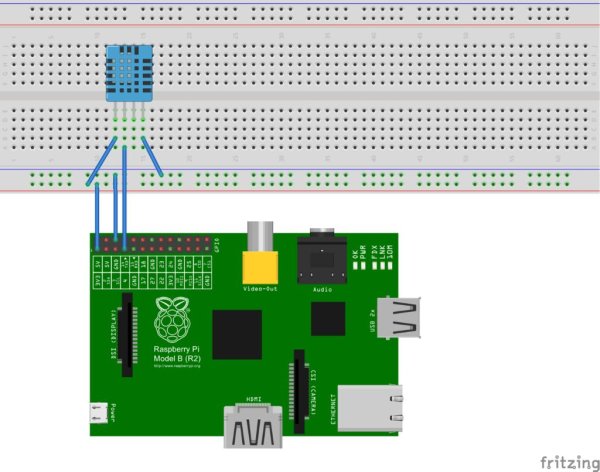 Home (Room) Temprature and Humidity Monitor with Web Based Chart - Raspberry Pi schematic
