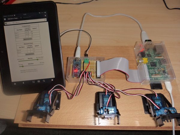 Raspberry Web server sending GET data to Arduino Nano driving 6 servos