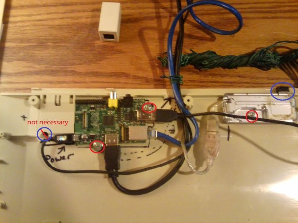 Turn a keyboard into a Raspberry Pi case for around $20 or less. schematic