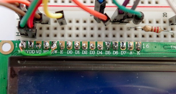 RaspberryPi plus wiringPi plus Gambas plus 16 by 2 LCD module circuit