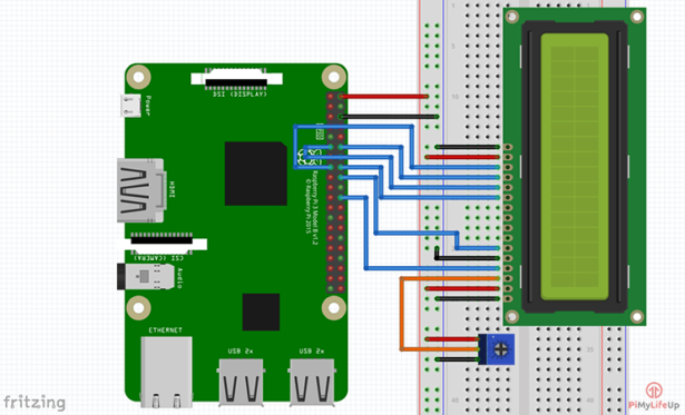 circuit raspberry pi lcd how to setup a 16x2 lcd display