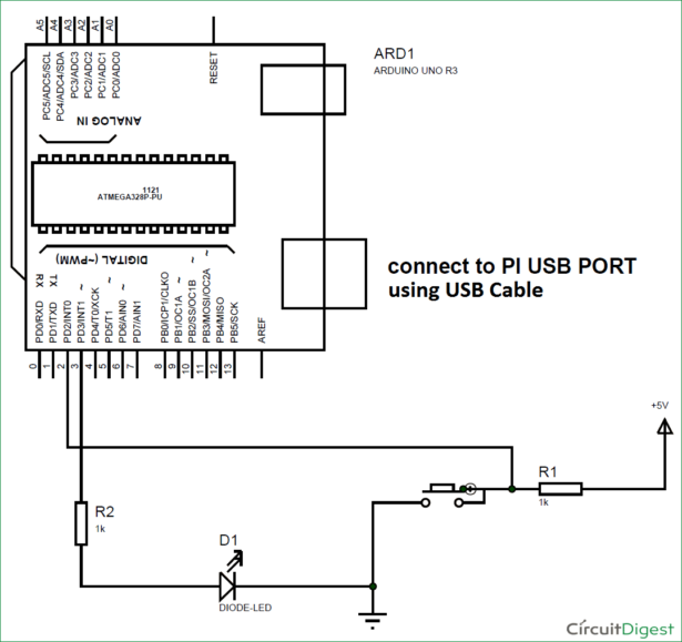 schematic interfacing arduino with raspberry pi using serial communication