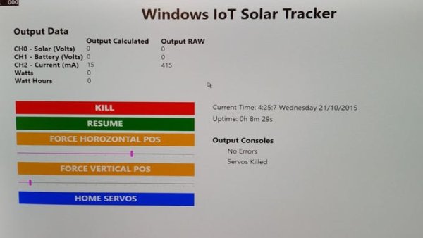solar tracker with live data feed windows iot