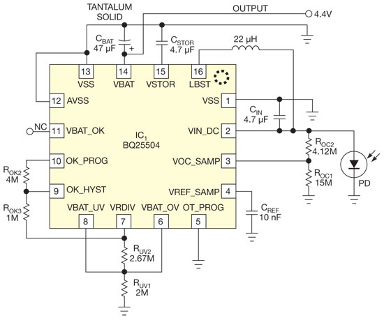 DC DC converter starts up and operates from a single photocell