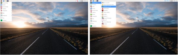 Raspbian Linux Minimal Version (left) and Full Version (right) Side-by-Side
