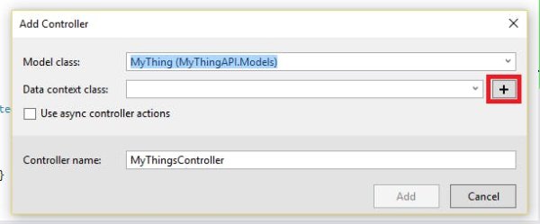 Click on '+' button to create new data context class
