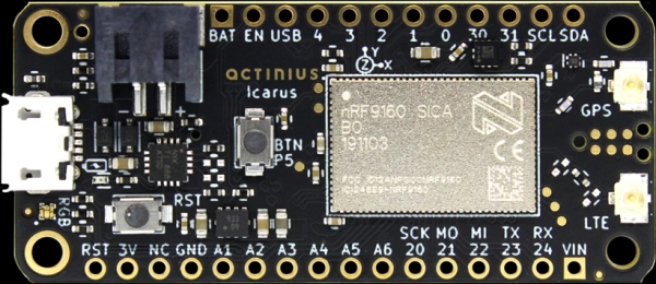 ICARUS IOT BOARD HAS GPS, ACCELEROMETER AND LIPO CHARGING