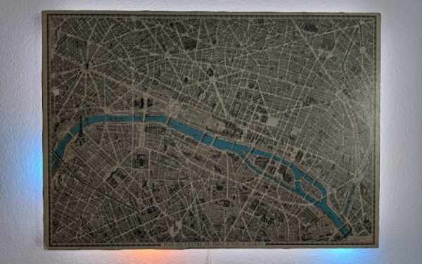 ANTIQUE MAP OF PARIS WITH MODERN TECH 1