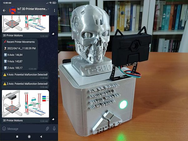 AI driven IoT 3D Printer Motion Status Tracker W Telegram