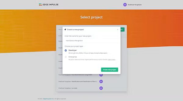 Login to your account and create a new project.
